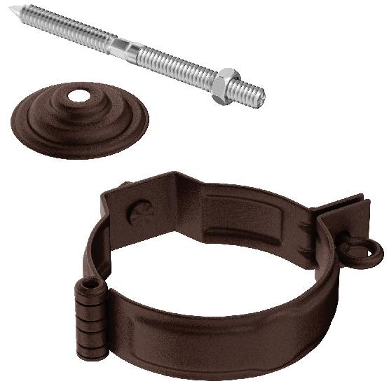 Водосток Aquasistem, Система 150/100 - Декоративный хомут трубы под метиз с комплектом крепления RAL 8017 Коричневый matt купить в Заводоуковске