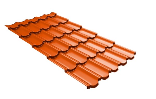 Металлочерепица квинта плюс с 3D резом 0,45 PE RAL 2004 оранжевый купить в Заводоуковске