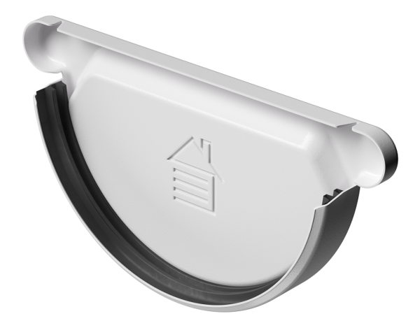 Заглушка желоба D125 Döcke STAL PREMIUM Пломбир, (RAL 9010) купить в Заводоуковске