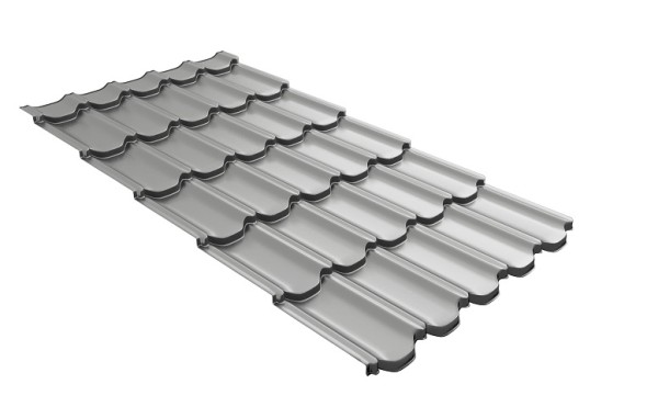 Металлочерепица квинта плюс с 3D резом 0,45 PE RAL 9006 бело-алюминиевый купить в Заводоуковске