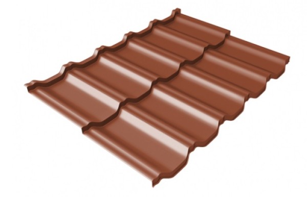 Металлочерепица модульная Квинта Uno Grand Line c 3D резом 0,45 PE RAL 8004 терракота купить в Заводоуковске