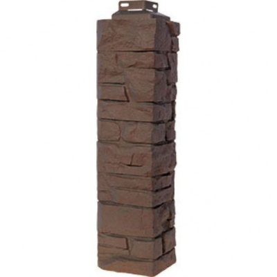 Цокольный сайдинг FineBer – Серия “Скала”, Угол наружный Желто-коричневый