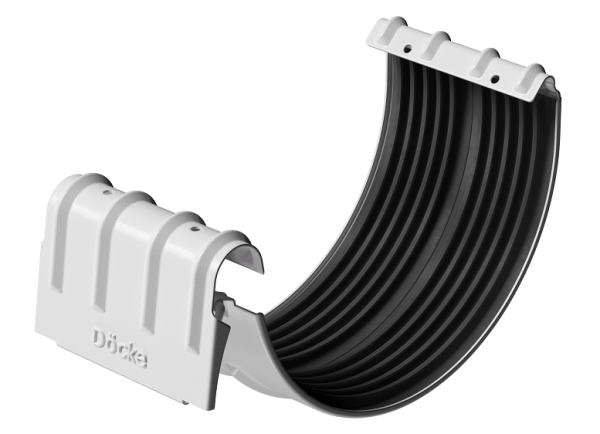 Соединитель желобов D125 Döcke STAL PREMIUM Пломбир, (RAL 9010) купить в Заводоуковске