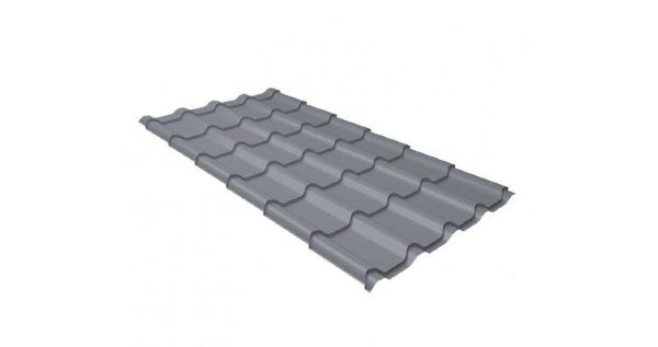 Металлочерепица камея 0,45 PE RAL 9006 бело-алюминиевый купить в Заводоуковске